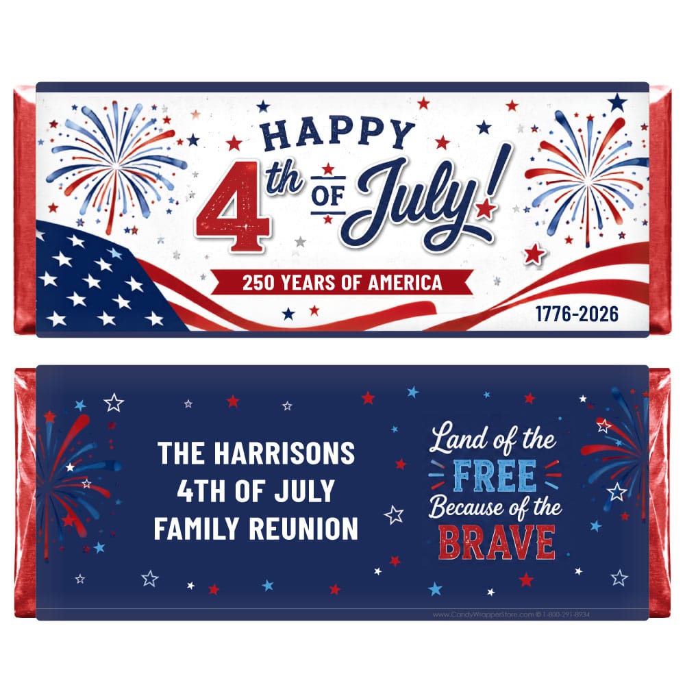 4th of July 250 Years of America Candy Bar Wrapper 4th of July 250 Years of America Candy Bar Wrapper IND213