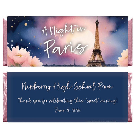 A Night in Paris Theme Prom Wrapper - PromParis2 A Night in Paris Prom Theme 1.55 oz Prom Candy Wrapper Prom