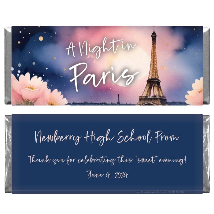 A Night in Paris Theme Prom Wrapper - PromParis2 A Night in Paris Prom Theme 1.55 oz Prom Candy Wrapper Prom