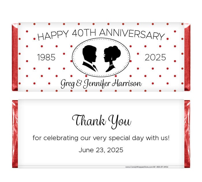 ANN207 - Cameo Silhouette Anniversary Candy Bar Wrapper Cameo Silhouette Anniversary Candy Bar Wrapper Regular Size Wrapper ANN207