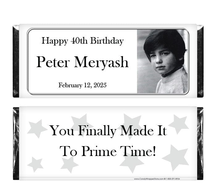 BD409 - Photo Birthday Candy Bar Wrappers Milestone birthday candy bar wrapper with photo Candy Wrappers BD409