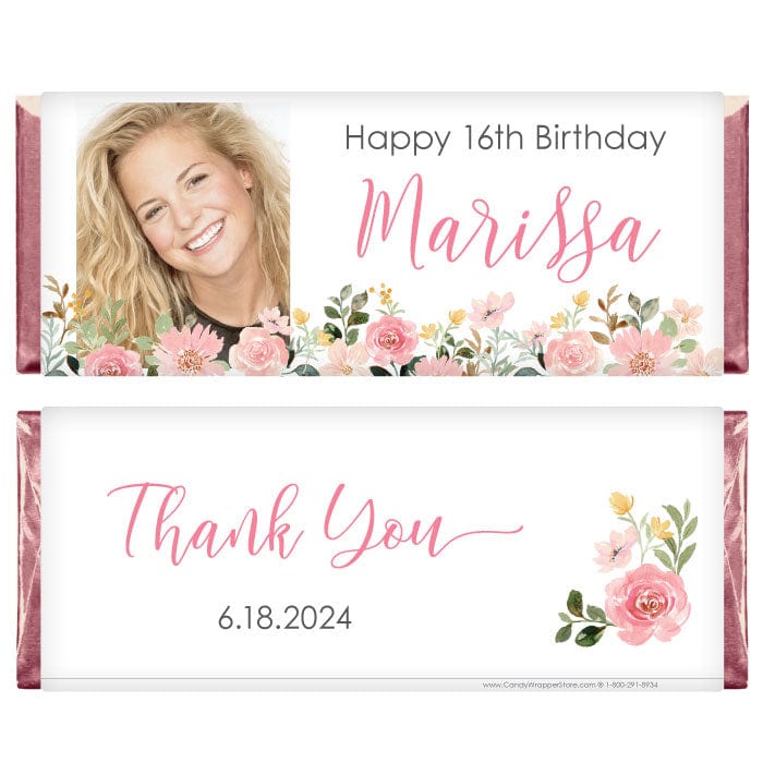 BD412 - Photo Striped Border Birthday Candy Bar Wrappers Photo frame theme custom birthday candy bar wrappers Candy Wrappers BD412