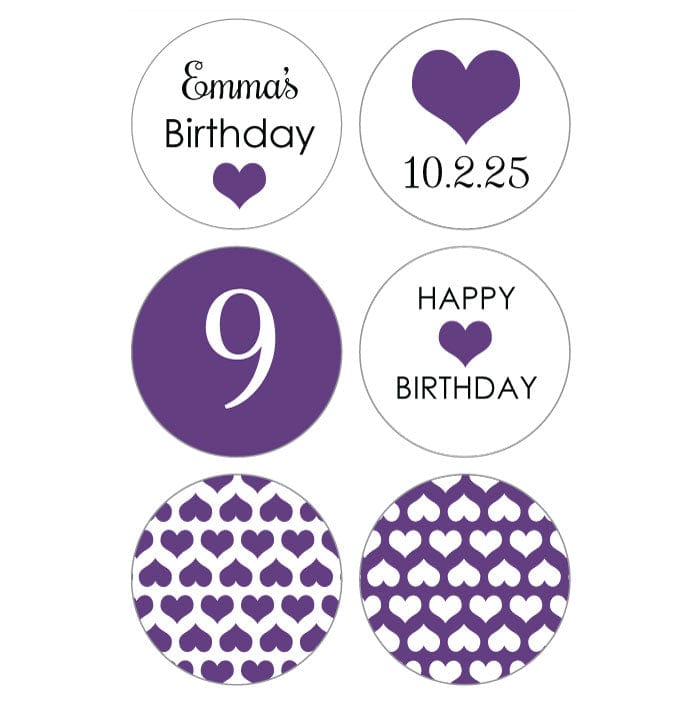 BDkiss8 - Birthday Hearts Hershey Kisses Set of 6 designs Birthday Hearts Hershey Kisses Set of 6 designs Candy Wrappers BDkiss1