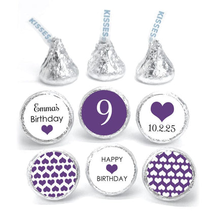 BDkiss8 - Birthday Hearts Hershey Kisses Set of 6 designs Birthday Hearts Hershey Kisses Set of 6 designs Candy Wrappers BDkiss1