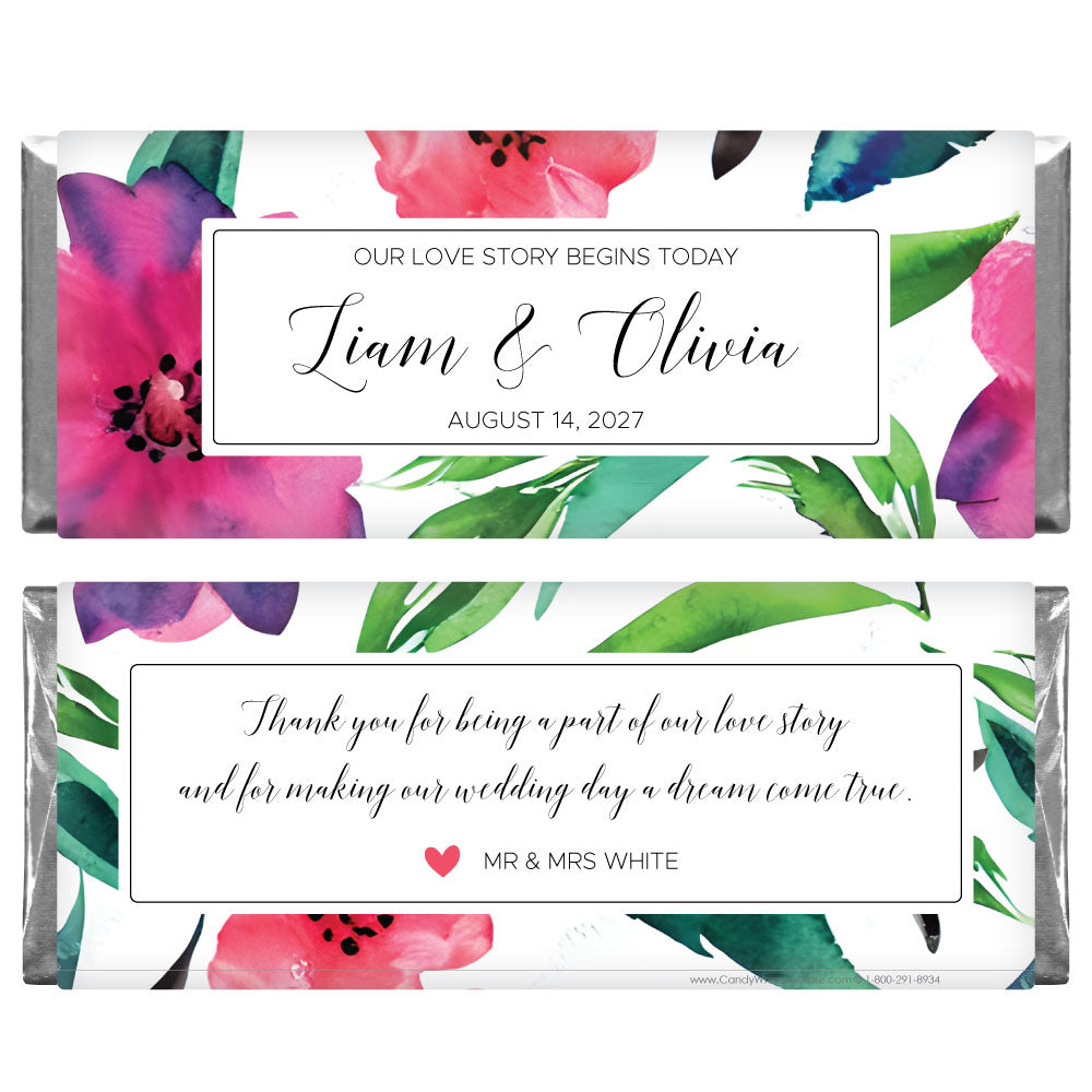 Beautiful Blooms Wedding Candy Bar Wrapper - WA484 Beautiful Blooms Wedding Candy Bar Wrapper Wedding Favors WA484