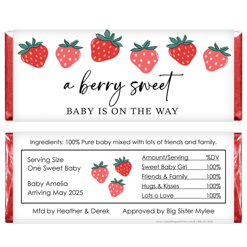 Berry Sweet Baby Shower Candy Bar Wrappers - BS312 Berry Sweet Baby Shower Candy Bar Wrappers Baby & Toddler BS312
