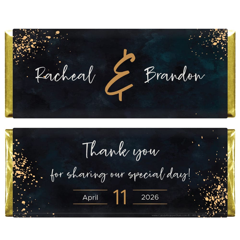 Black and Gold Wedding Candy Bar Wrapper - WA487 Snowy Pine Trees Wedding Candy Bar Wrapper Wedding Favors WA486