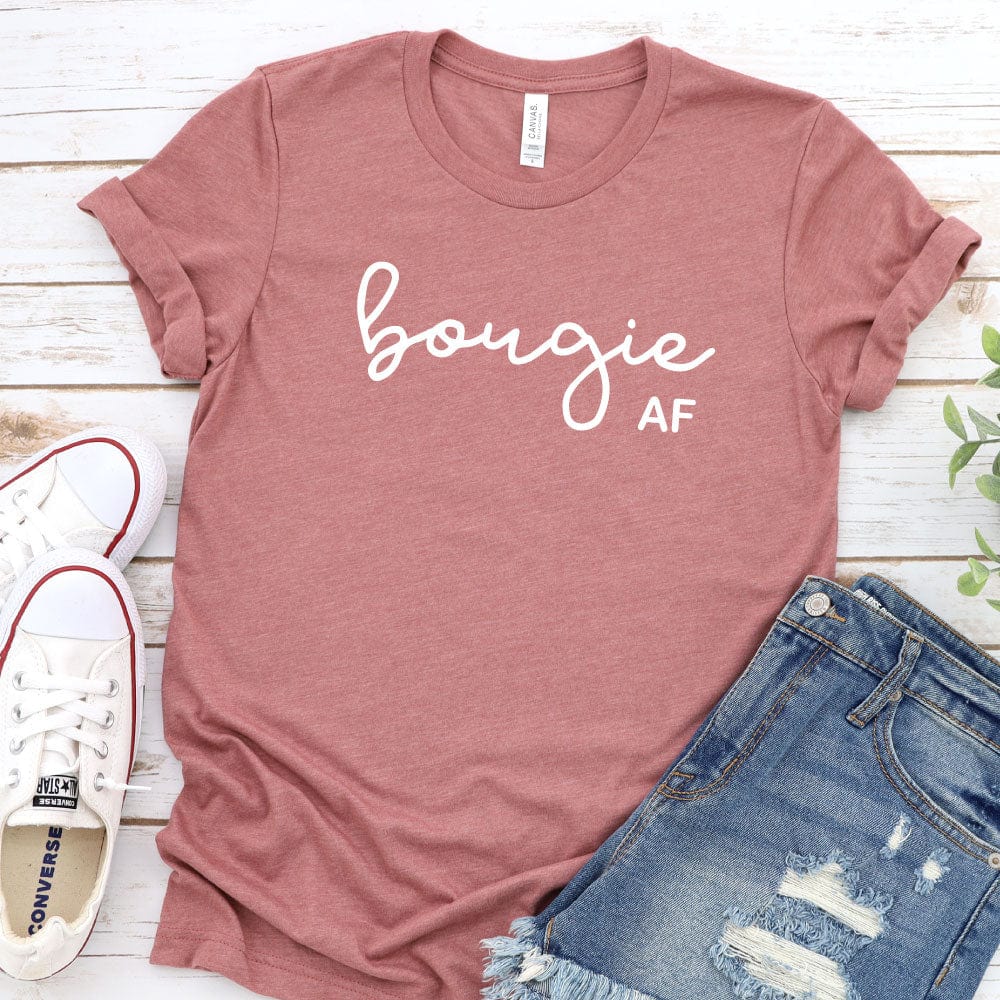 Bougie AF Black Bella T-shirt with Rose Gold Metallic Print Cotton Comfy T-Shirt Shelton Shirts