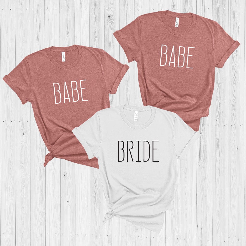 Bride and Babe Bachelorette Party T-shirts - Bridal Party Matching Shirts Shirts & Tops Shelton Shirts