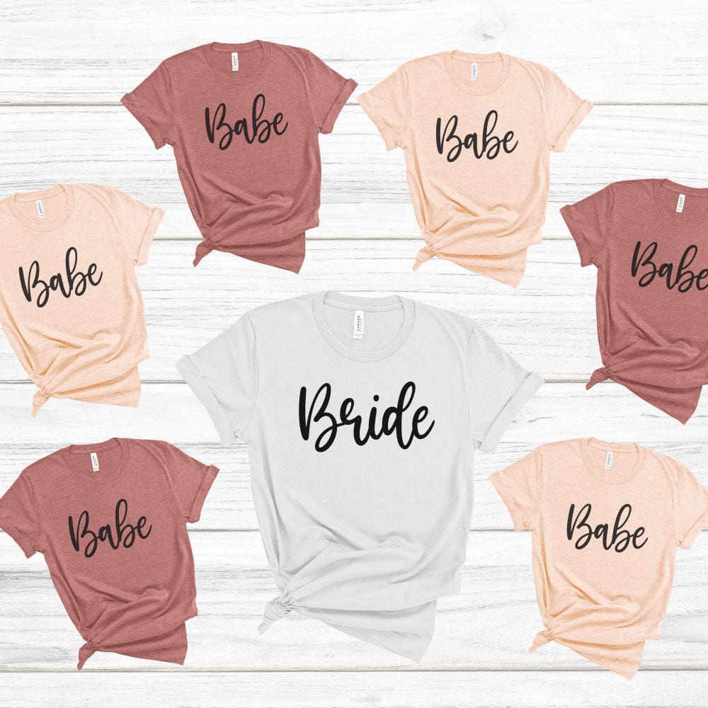 Bride and Babe Bachelorette Party T-shirts - Bridal Party Matching Shirts Shirts & Tops Shelton Shirts