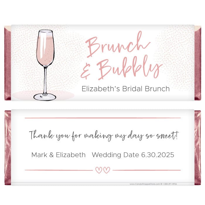 Brunch & Bubbly Personalized Candy Bar Wrapper - WS317 Brunch & Bubbly Personalized Candy Bar Wrapper Wedding Favors WS317