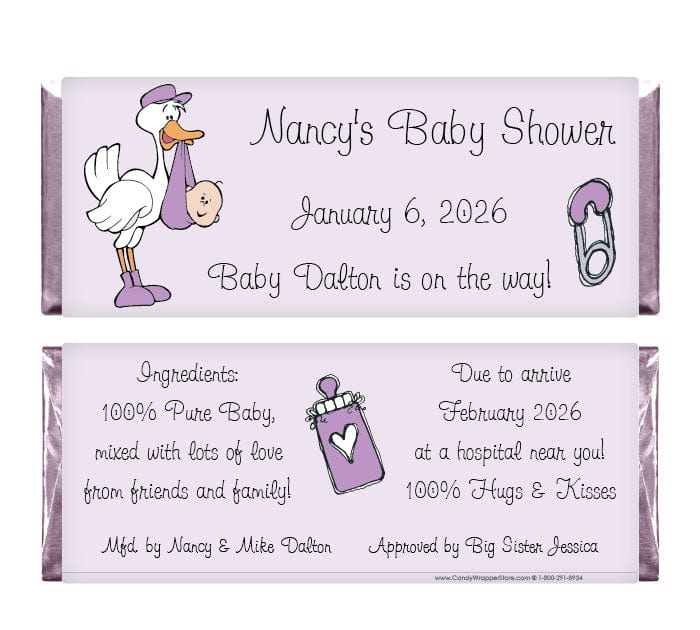 BS203a - Baby Shower Stork Candy Bar Wrappers Baby & Toddler BS203
