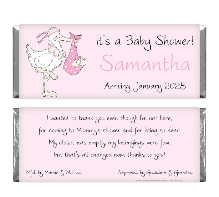 BS209PINK - Baby Shower Stork Candy Bar Wrappers Baby Shower Stork Candy Bar Wrappers Baby & Toddler BS209