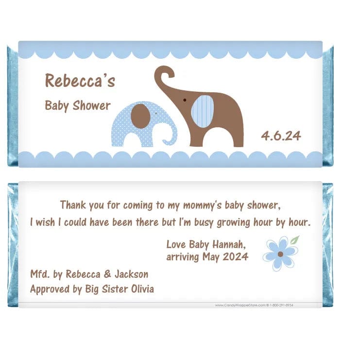 BS258 - Baby Shower Mod Elephants Candy Bar Wrappers Baby Shower Chic Elephants Candy Bar Wrappers Baby & Toddler BS258