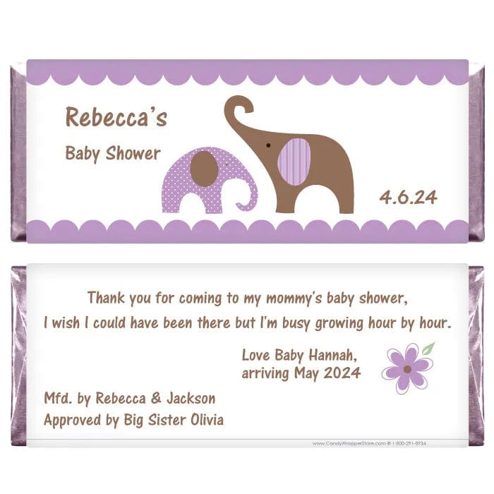 BS258 - Baby Shower Mod Elephants Candy Bar Wrappers Baby Shower Chic Elephants Candy Bar Wrappers Baby & Toddler BS258
