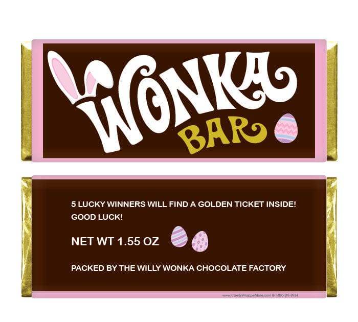 Bunny Ears Wonka Bar Easter Candy Wrapper and Golden Tickets Party Favors wonka
