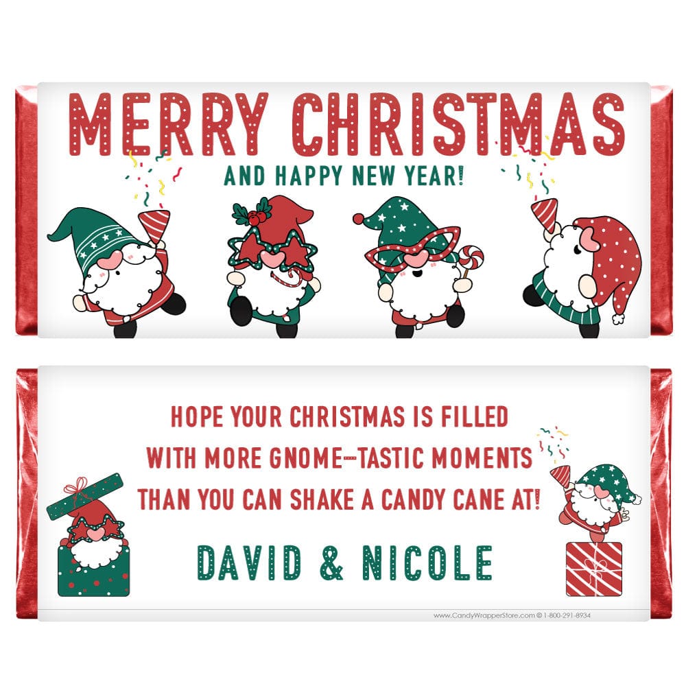 Christmas Gnomes Personalized Candy Bar Wrapper - XMAS300 Christmas Gnomes Personalized Candy Bar Wrapper XMAS300