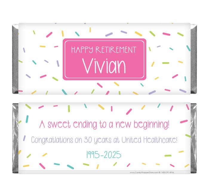 Colorful Sprinkles Retirement Candy Bar Wrapper - RET439 Colorful Sprinkles Retirement Candy Bar Wrapper RET439