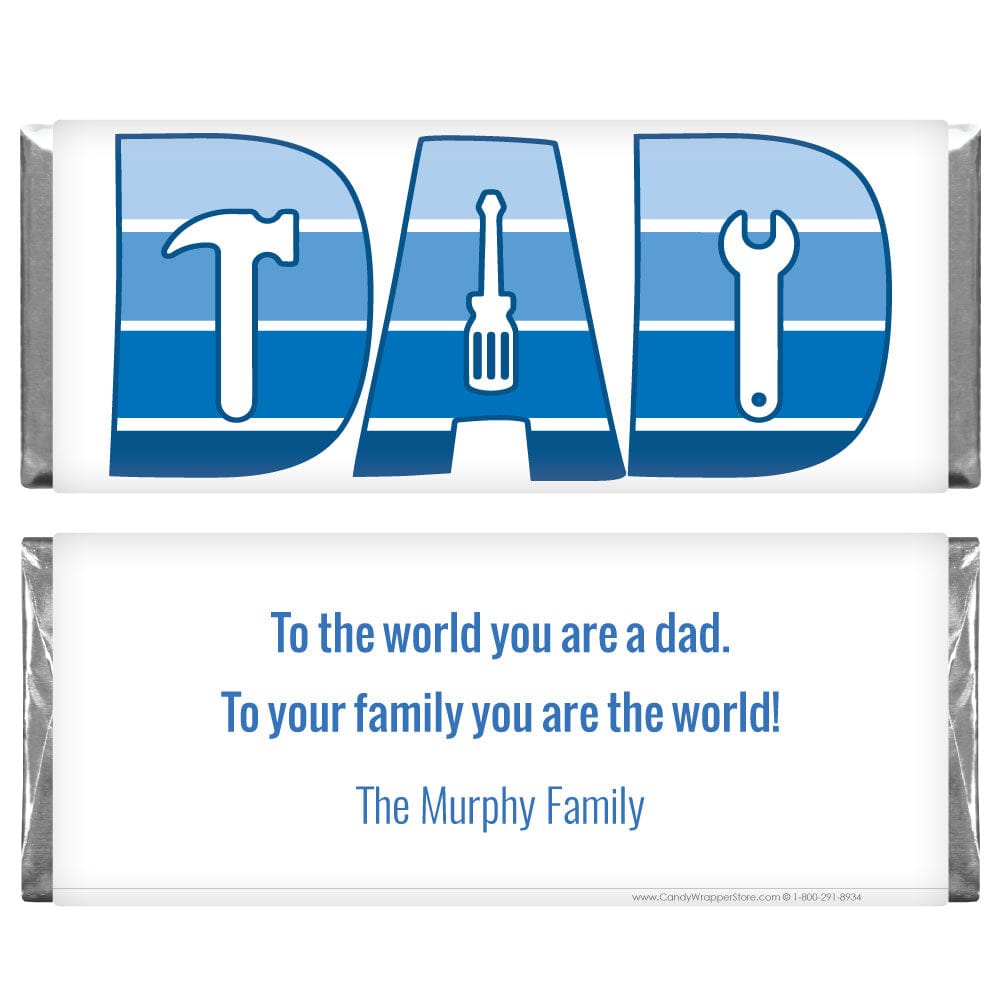 Dad Tools and Stripes Happy Father's Day Candy Bar Wrapper Party Favors FD204