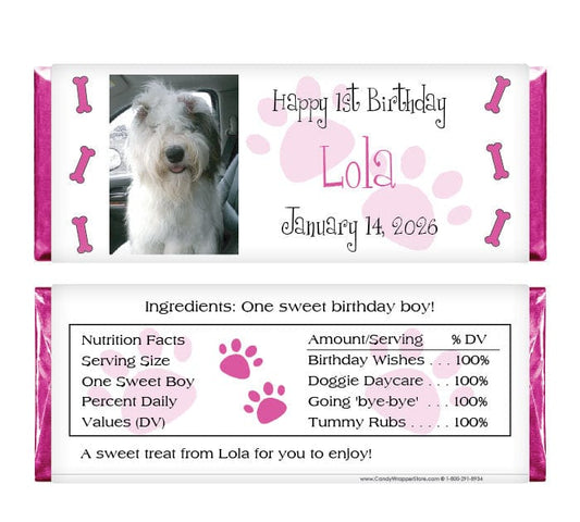 DOG200 - Doggie Birthday Photo Candy Bar Wrappers Doggie Birthday Photo Candy Bar Wrappers Candy Wrappers DOG200