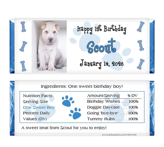 DOG201 - Doggie Birthday Photo Candy Bar Wrappers Doggie Birthday Photo Candy Bar Wrappers Candy Wrappers DOG200