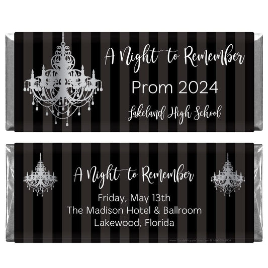Elegant Black and Silver Chandelier Prom Wrapper Elegant A Night to Remember Chandelier Prom Candy Wrapper Party Favors Prom