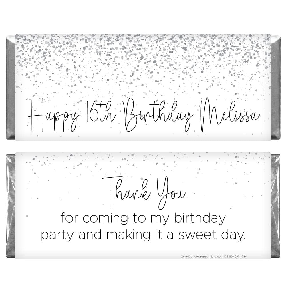 Falling Glitter Personalized Birthday Candy Bar Wrapper - BD523 Falling Glitter Personalized Birthday Candy Bar Wrapper Candy Wrappers BD523