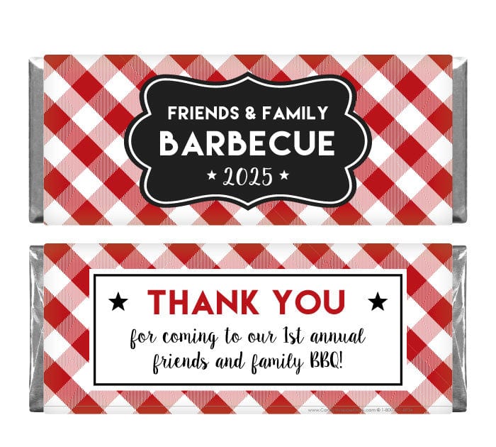 FAM203 - Red Gingham Family Barbecue Reunion Candy Bar Wrapper FAM203 Red Gingham Family Barbecue Reunion Candy Bar Wrapper Party Favors FAM203
