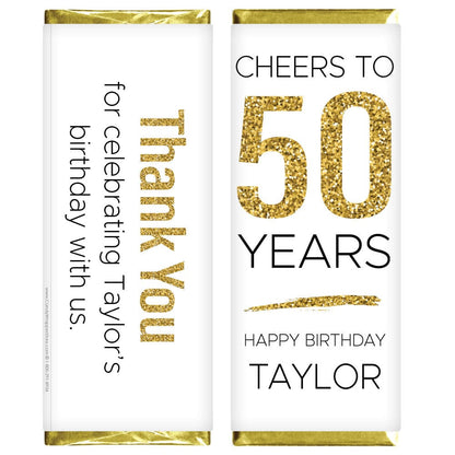 Gold Glitter Age Vertical Personalized Birthday Candy Bar Wrapper - BD531 Falling Glitter Personalized Birthday Candy Bar Wrapper Candy Wrappers BD523