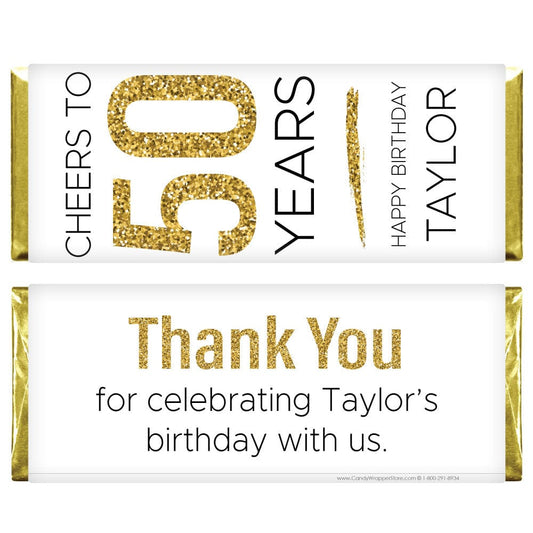 Gold Glitter Age Vertical Personalized Birthday Candy Bar Wrapper - BD531 Falling Glitter Personalized Birthday Candy Bar Wrapper Candy Wrappers BD523