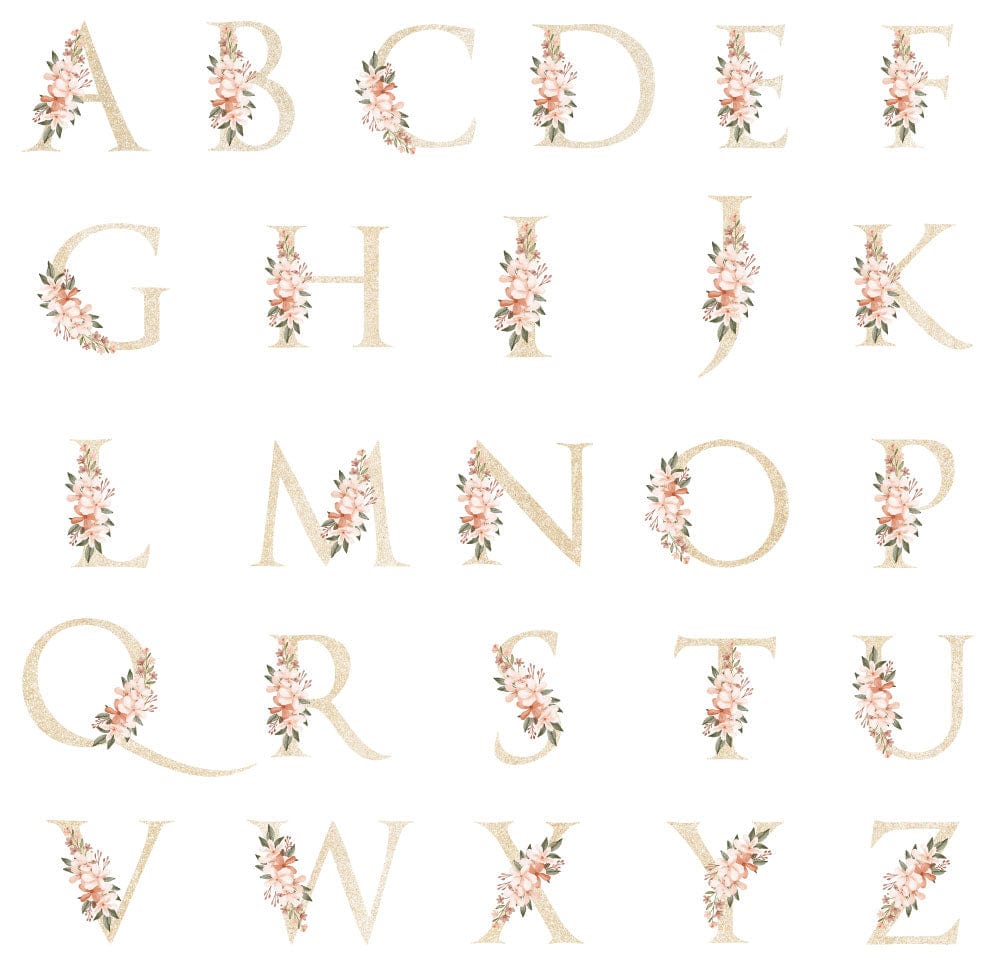 Gold Glitter Monogram Floral Letters Candy Bar Wrappers Gold Glitter Monogram Floral Letters Candy Bar Wrappers Regular Size Wrapper WA490