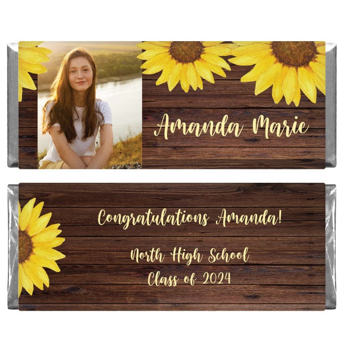 GRAD257photo - Sunflower Photo Graduation Candy Bar Wrappers Sunflower Photo Graduation Candy Bar Wrappers Candy Wrappers GRAD257