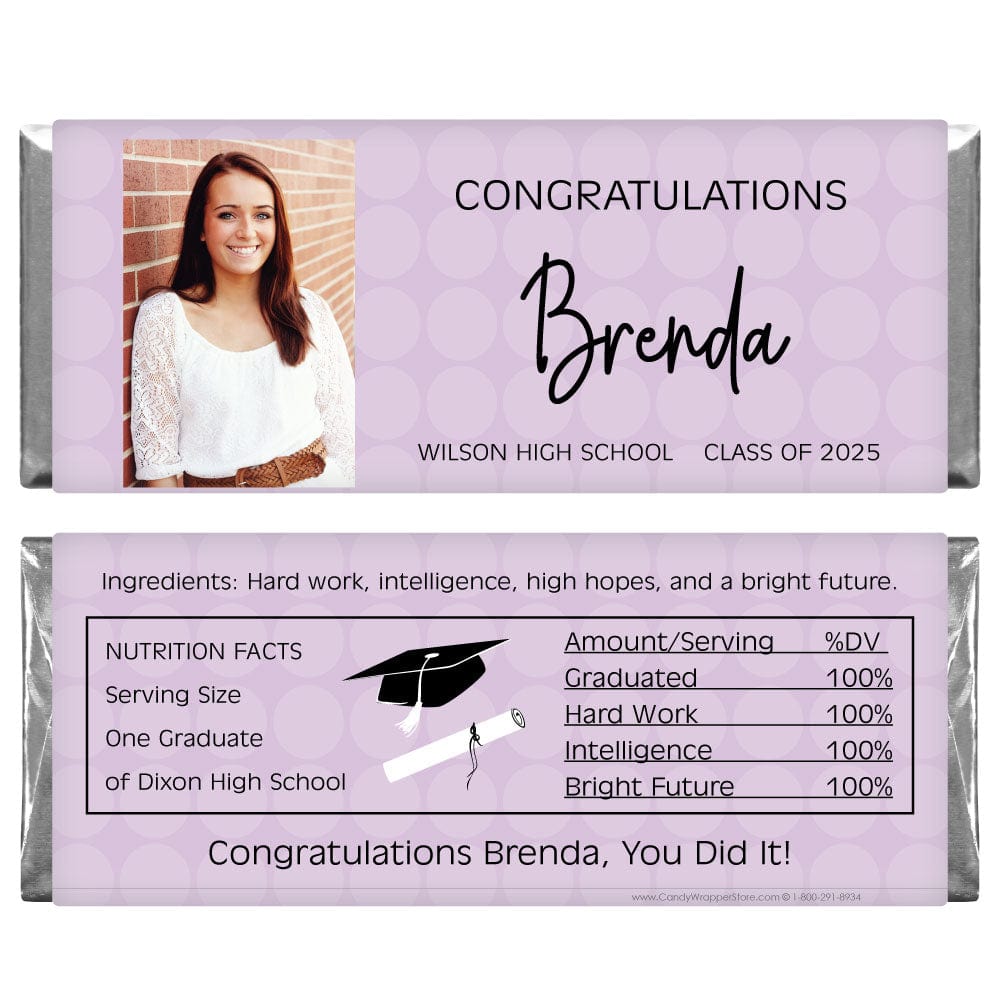 Graduation Dots Photo Candy Wrapper - GRAD213photo Graduation Girl Silhouette Candy Wrapper Candy Wrappers GRAD213