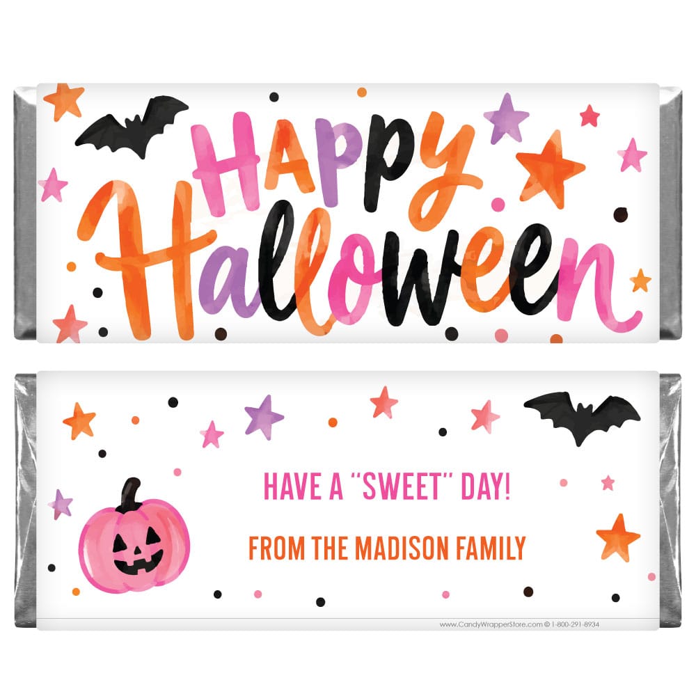 Happy Halloween Colorful Script Personalized Candy Bar Wrappers Happy Halloween Colorful Script Personalized Candy Bar Wrappers Candy Wrappers hal205