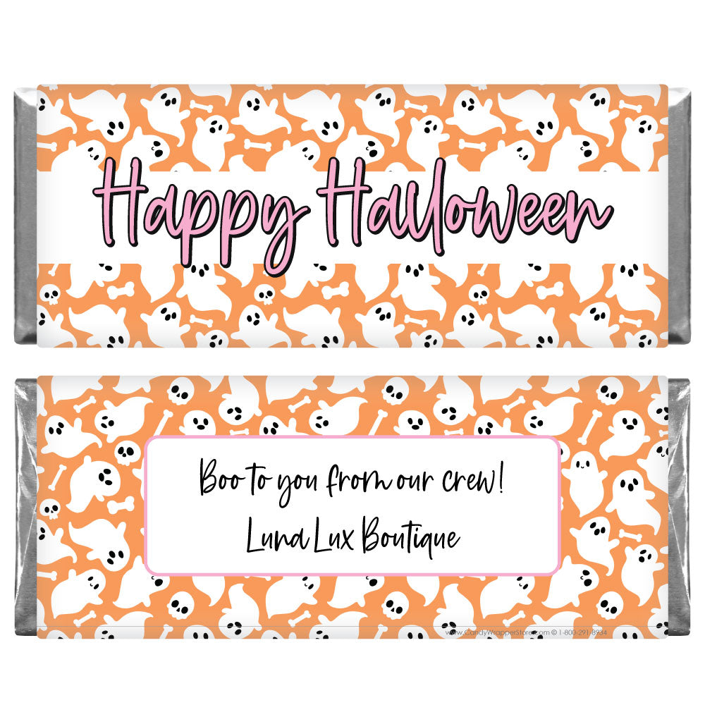 Happy Halloween Orange Ghosts Candy Bar Wrapper Party Supplies HALSET