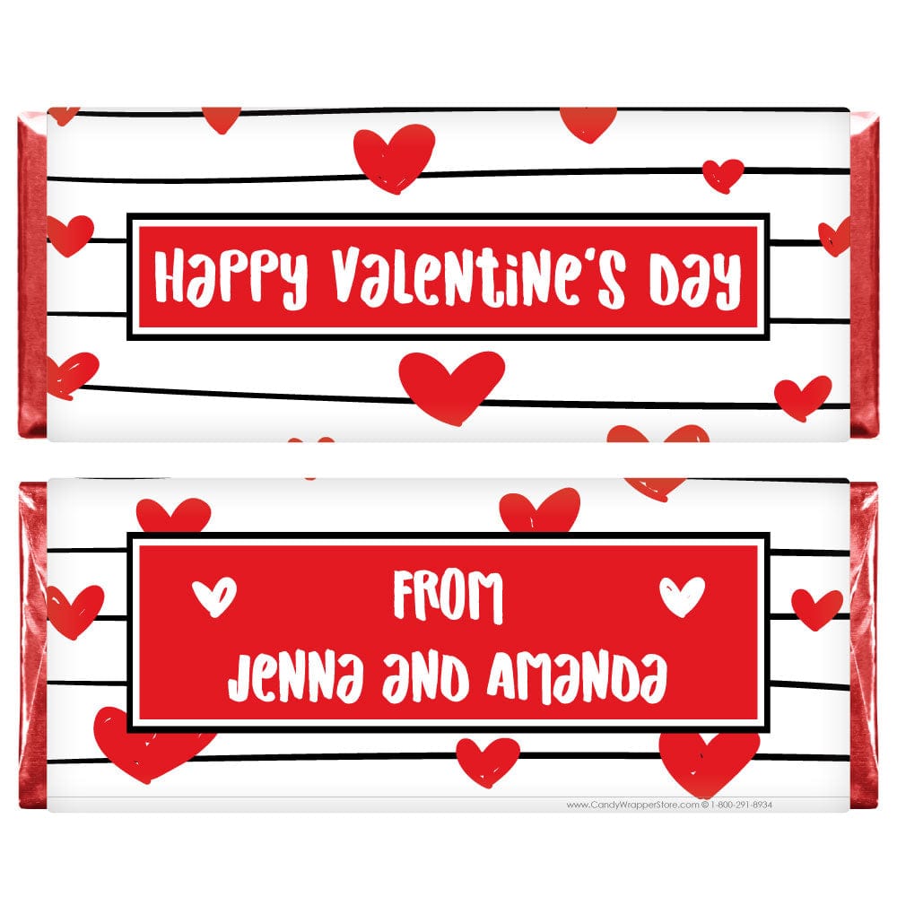 Hearts on the Line Valentines Day Candy Bar Wrapper Hearts on the Line Valentines Day Candy Bar Wrapper VAL228
