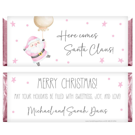Here Comes Santa Claus Personalized Candy Bar Wrapper - XMAS302 Whimsical Christmas Trees Personalized Candy Bar Wrapper XMAS301