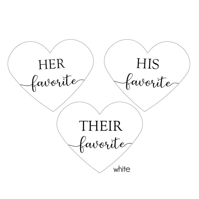 His and Her Favorite Heart Wedding Sticker Candy Wrapper Store