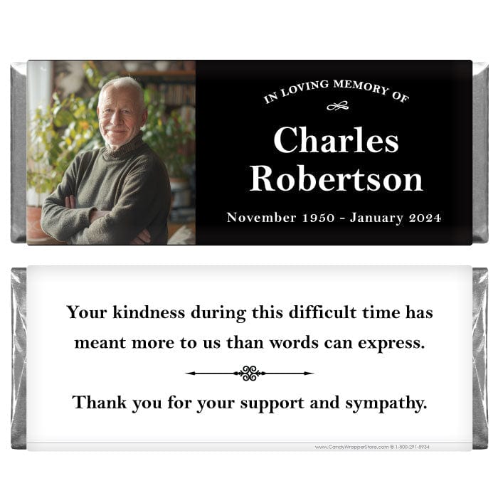 In Loving Memory Black Background with Photo Candy Bar Wrapper - MEM204photo In Loving Memory Black Background with Photo Candy Bar Wrapper Candy Wrappers MEM204