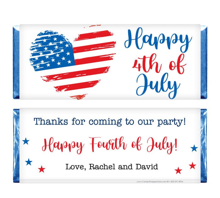 IND208 - Heart Flag 4th of July Candy Bar Wrapper Heart Flag 4th of July Candy Bar Wrapper Candy Wrapper Store