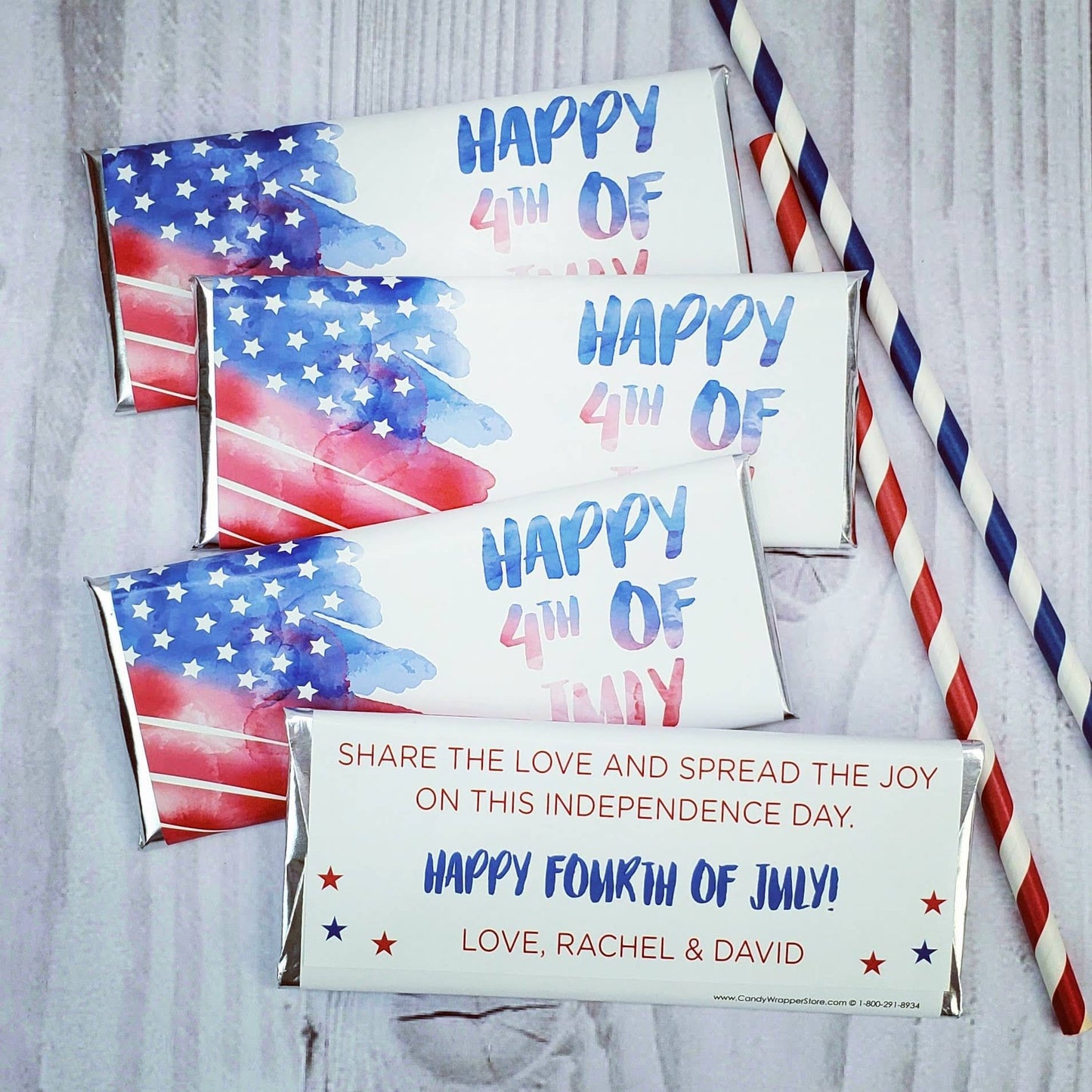 IND209 - Watercolor Flag 4th of July Candy Bar Wrapper Watercolor Flag 4th of July Candy Bar Wrapper Candy Wrapper Store