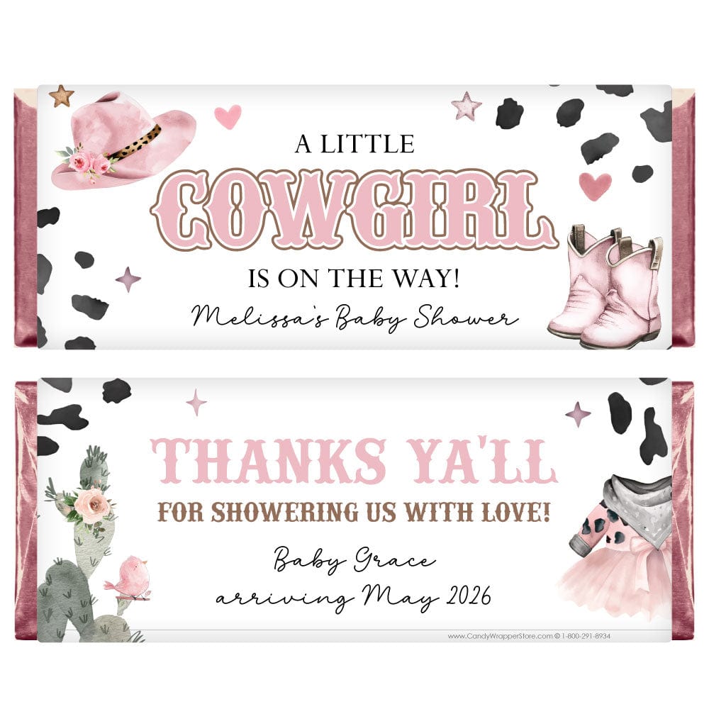 Little Cowgirl Baby Shower Candy Bar Wrappers - BS382 Little Cowgirl Baby Shower Candy Bar Wrappers Baby & Toddler BS382