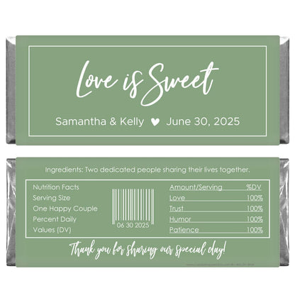 Love is Sweet Wedding Candy Bar Wrapper - WA479 Love is Sweet Wedding Candy Bar Wrapper Regular Size Wrapper WA479