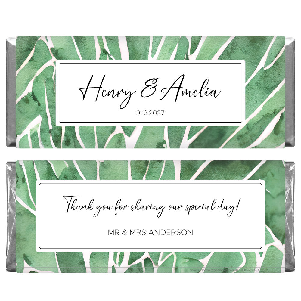 Lush Greenery Wedding Candy Bar Wrapper - WA485 Beautiful Blooms Wedding Candy Bar Wrapper Wedding Favors