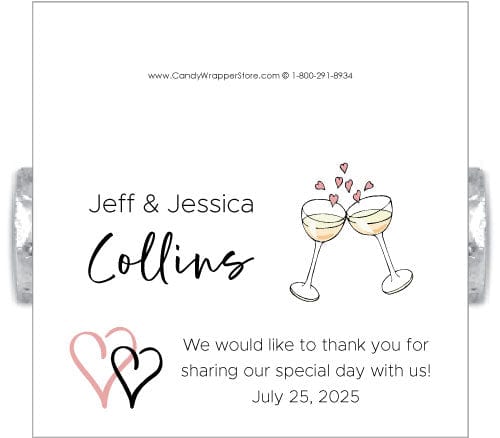 LWA200 - Wedding Champagne Glasses Lifesavers Wrapper Wedding Champagne Glasses with Hearts Lifesavers Wrapper Lifesavers Wrapper wa200