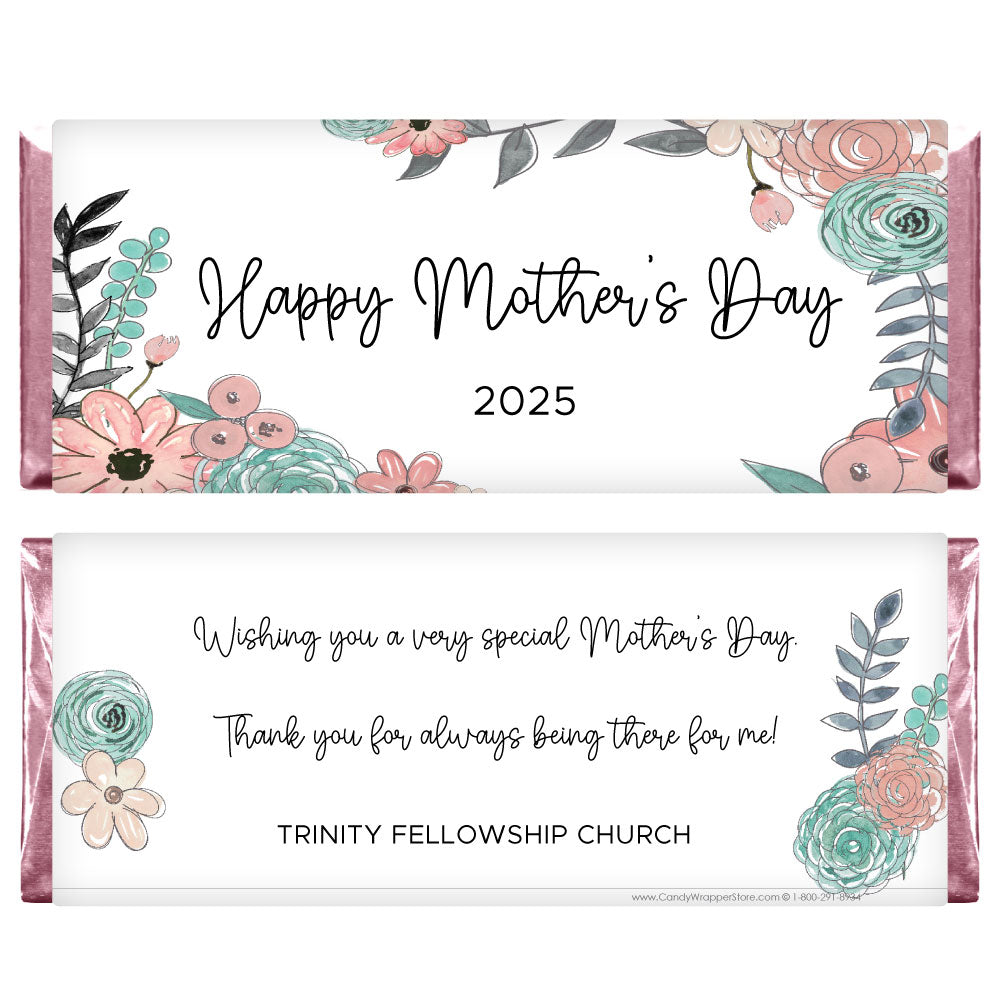 MD4 - Mother's Day Watercolor Spring Floral Candy Bar Wrapper Mother's Day Watercolor Spring Floral Candy Bar Wrapper md4