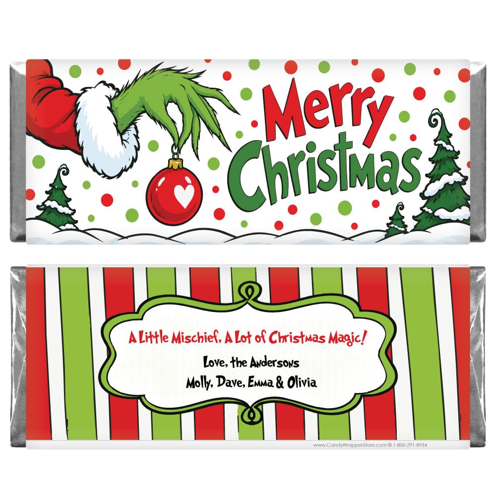 Merry Mischief Christmas Personalized Candy Bar Wrapper Merry Mischief Christmas Personalized Candy Bar Wrapper XMAS245