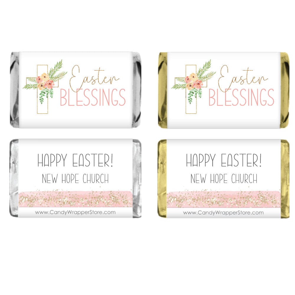 Miniature Easter Blessings Floral Cross Candy Wrappers - MINIEASTER218 Miniature Easter Blessings Floral Cross Candy Wrappers Seasonal & Holiday Decorations EASTER218