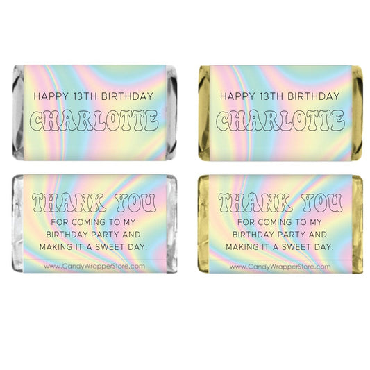 Miniature Holographic Personalized Birthday Candy Bar Wrapper Party Favors BD521