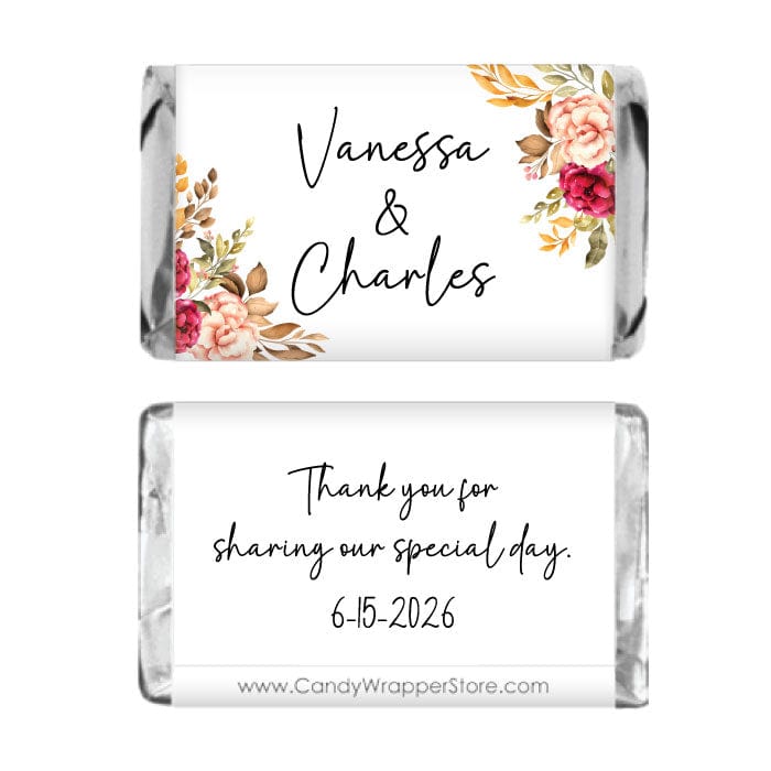 Miniature Vintage Floral and Leaves Wedding Candy Bar Wrapper Miniature Vintage Floral and Leaves Wedding Candy Bar Wrapper Miniature Size Wrapper WA458
